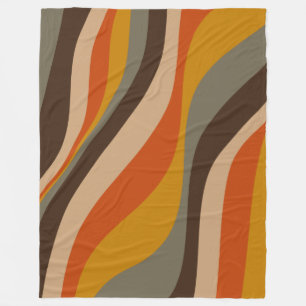 Modern Autumn Abstracte Wavy Lines in Earth Tones Fleece Deken
