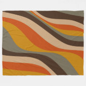 Modern Autumn Abstracte Wavy Lines in Earth Tones Fleece Deken (Voorkant (Horizontaal))