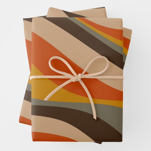 Modern Autumn Abstracte Wavy Lines in Earth Tones Inpakpapier Vel (In situ)