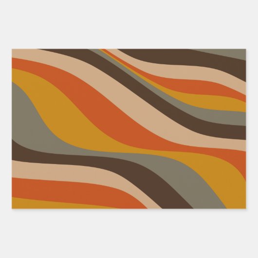 Modern Autumn Abstracte Wavy Lines in Earth Tones Inpakpapier Vel (Voorkant)