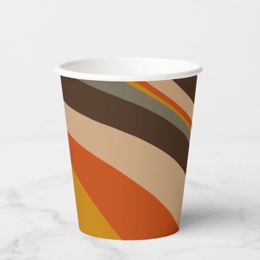 Modern Autumn Abstracte Wavy Lines in Earth Tones Papieren Bekers (Voorkant)