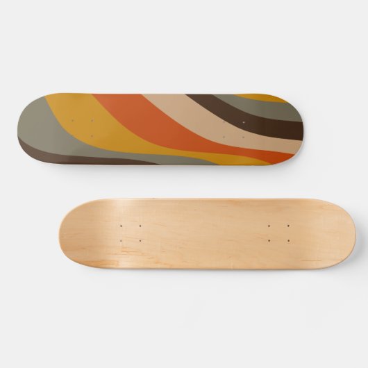 Modern Autumn Abstracte Wavy Lines in Earth Tones Persoonlijk Skateboard (Horizontaal)