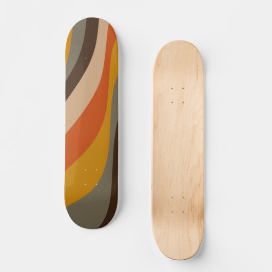Modern Autumn Abstracte Wavy Lines in Earth Tones Persoonlijk Skateboard (Voorkant)
