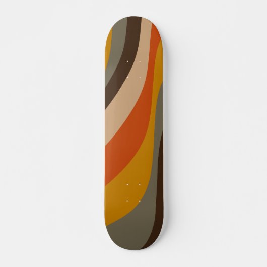 Modern Autumn Abstracte Wavy Lines in Earth Tones Persoonlijk Skateboard (Voorkant)