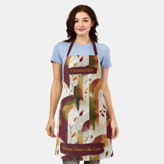 Modern Autumn Arch Pattern Schort met aangepaste n (Gedragen)