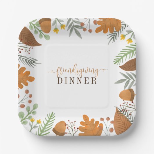 Modern Autumn Festive Friendsgiving Dinner Papieren Bordje (Voorkant)