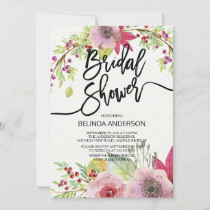 Modern Autumn Floral Bridal Shower Kaart