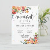 Modern Autumn Floral Rehearsal dinale uitnodiging (Staand voorkant)