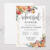 Modern Autumn Floral Rehearsal dinale uitnodiging (Voorkant / Achterkant)