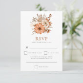 Modern Autumn Floral Terracotta Cream Bouquet RSVP Kaartje (Staand voorkant)