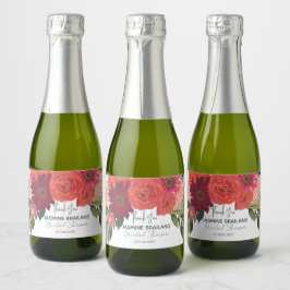 Modern Autumn Floral Vrijgezellenfeest dank u Sparkling Wijnetiket