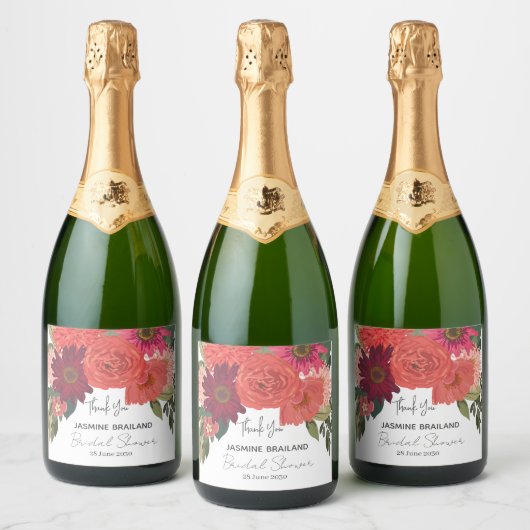 Modern Autumn Floral Vrijgezellenfeest dank u Sparkling Wijnetiket (Flessen)