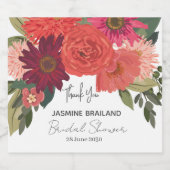 Modern Autumn Floral Vrijgezellenfeest dank u Sparkling Wijnetiket (Enkel label)