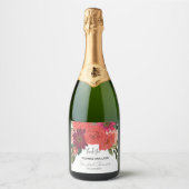 Modern Autumn Floral Vrijgezellenfeest dank u Sparkling Wijnetiket (Voorkant)