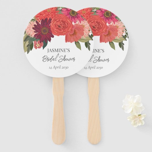 Modern Autumn Floral Vrijgezellenfeest Handwaaier (Voorkant en achterkant)