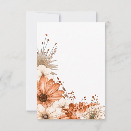 Modern Autumn Florals Terracotta Cream Script RSVP Kaartje (Achterkant)