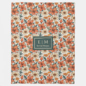 Modern Autumn Flowers Sage Pastel Olive Rusty Fleece Deken (Voorkant)