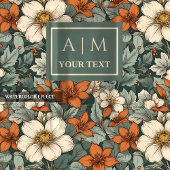 Modern Autumn Flowers Sage Pastel Olive Rusty Fleece Deken