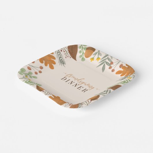 Modern Autumn Herfst Festive Friendsgiving Dinner Papieren Bordje (Gebogen)