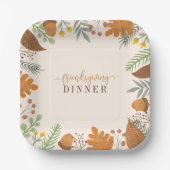 Modern Autumn Herfst Festive Friendsgiving Dinner Papieren Bordje (Voorkant)
