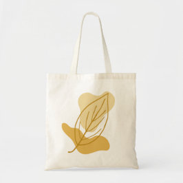 Modern Autumn Leaf & Abstract Blob Shape Shopping Tote Bag