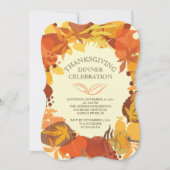 Modern Autumn Leaf Thanksgiving Dinner Invitation Kaart (Voorkant)