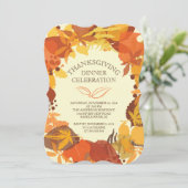 Modern Autumn Leaf Thanksgiving Dinner Invitation Kaart (Staand voorkant)