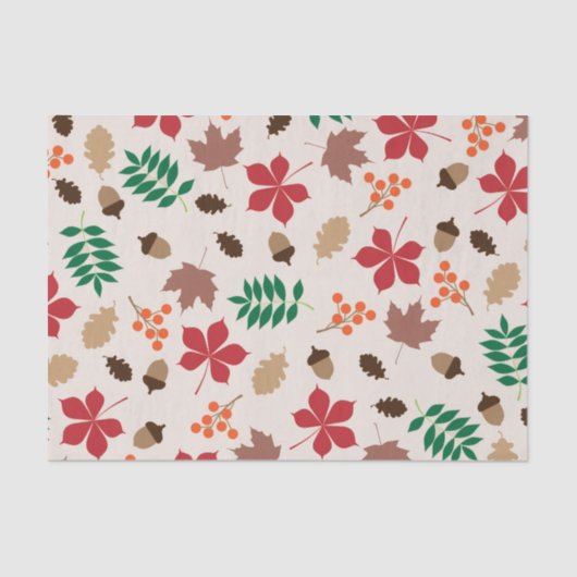 Modern Autumn Leaves and Acorns Pattern Tissuepapier (Voorkant)