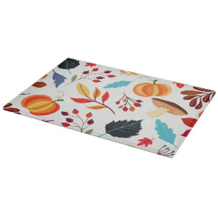 Modern Autumn Pumpkin Leaf Pattern Snijplank