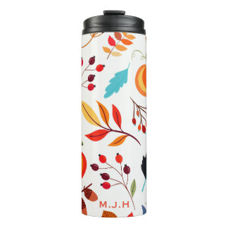 Modern Autumn Pumpkin Leaf Pattern Thermosbeker