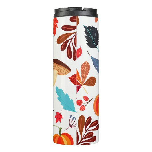 Modern Autumn Pumpkin Leaf Pattern Thermosbeker (Achterkant)