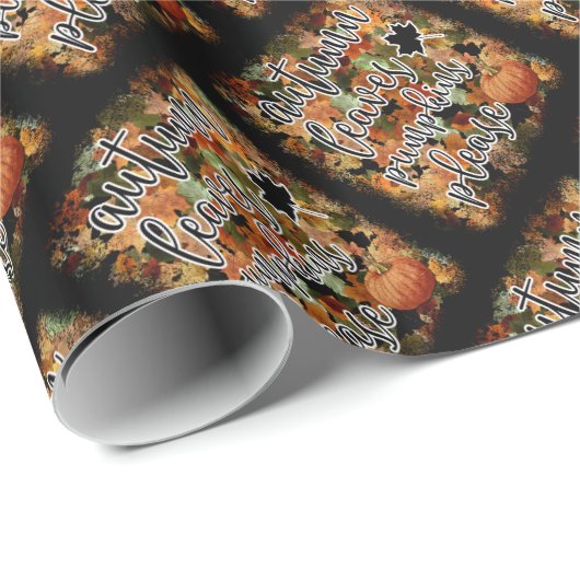 Modern Autumn Pumpkin Leaves Cadeaupapier (Rol Hoek)