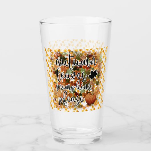 Modern Autumn Pumpkin Leaves Glas (Voorkant)