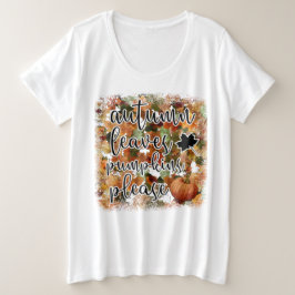 Modern Autumn Pumpkin Leaves Grote Maat T-shirt