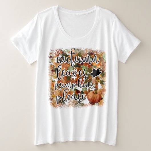 Modern Autumn Pumpkin Leaves Grote Maat T-shirt (Design voorkant)
