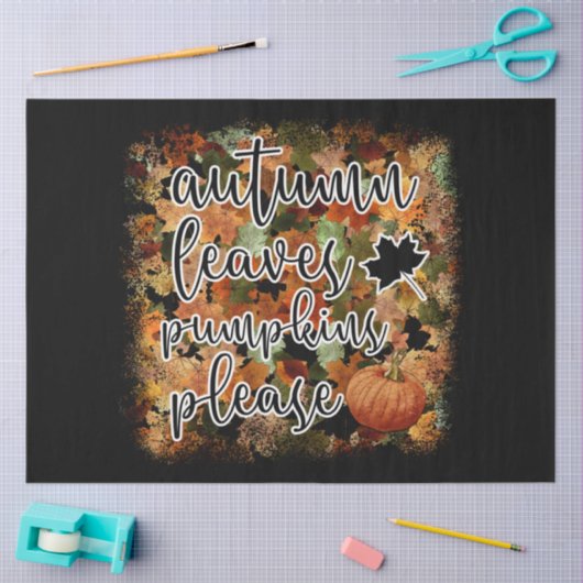 Modern Autumn Pumpkin Leaves Tissuepapier (Craft)