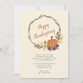 Modern Autumn Pumpkin Wreath Thanksgiving Party Kaart (Voorkant)