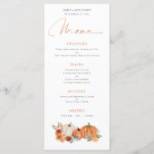Modern Autumn Pumpkins Florals Wedding Menu (Voorkant)