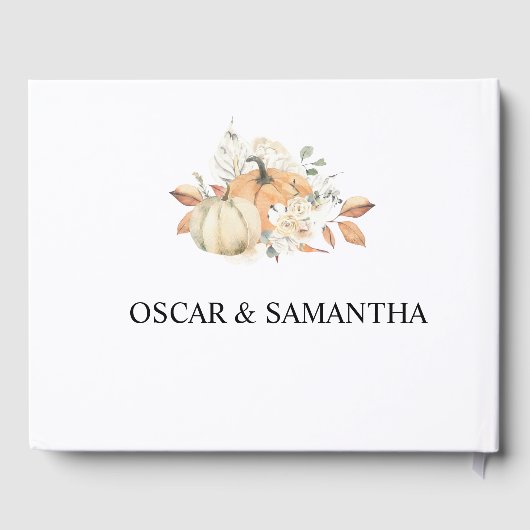 Modern Autumn Waterverf Pomkins & Flowers Gastenboek (Achterkant)