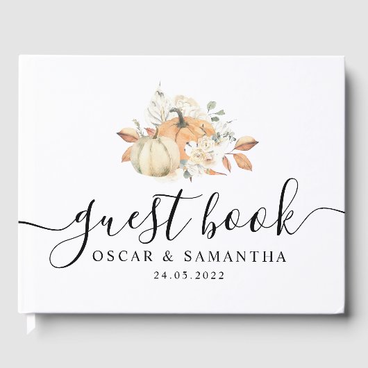 Modern Autumn Waterverf Pomkins & Flowers Gastenboek (Voorkant)