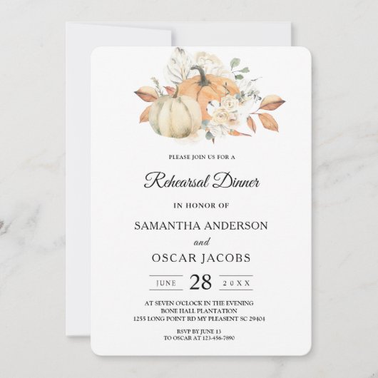 Modern Autumn Waterverf Pomkins & Flowers Kaart (Voorkant)