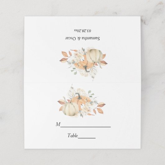 Modern Autumn Waterverf Pomkins & Flowers Plaatskaartje (Buitenkant ongevouwen)