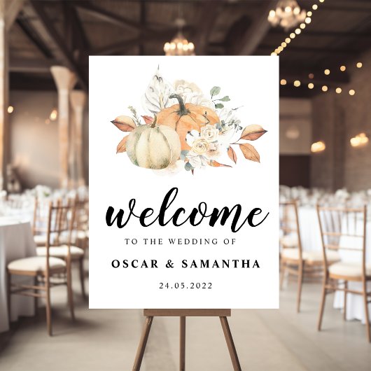 Modern Autumn Waterverf Pomkins & Flowers Poster