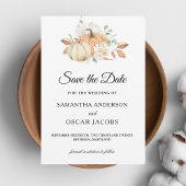 Modern Autumn Waterverf Pomkins & Flowers Save The Date