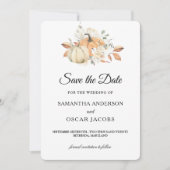 Modern Autumn Waterverf Pomkins & Flowers Save The Date (Voorkant)