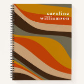 Modern Autumn Wavy Lines Earth Tones Personalized Notitieboek (Voorkant)