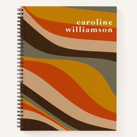 Modern Autumn Wavy Lines Earth Tones Personalized Notitieboek (Voorkant)