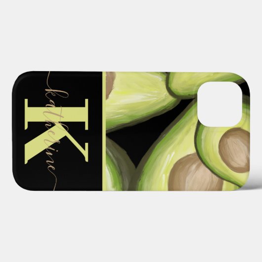 Modern Avocado Patroon Monogram Case-Mate iPhone Case (Achterkant (horizontaal))