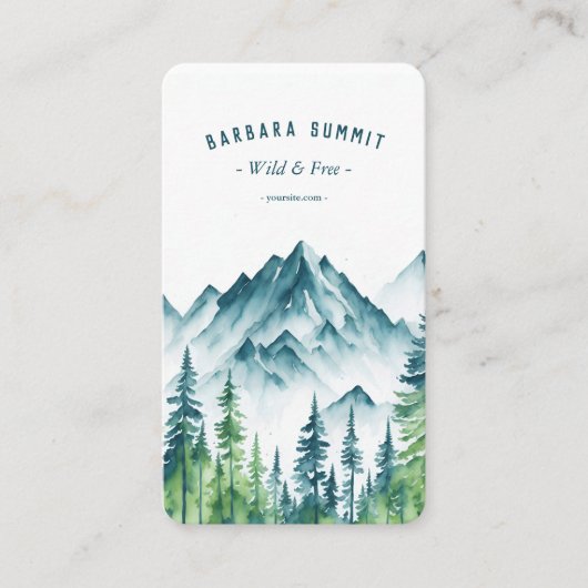 Modern Avontuurlijk Reizen Bergdennenbos Visitekaartje (Voorkant)