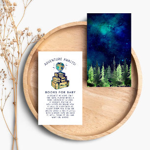 Modern avontuurlijk Wereldbol Baby shower Book Informatiekaartje